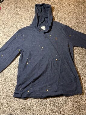 Volcom Navy Crewneck Pullover with Gold Diamond Accents